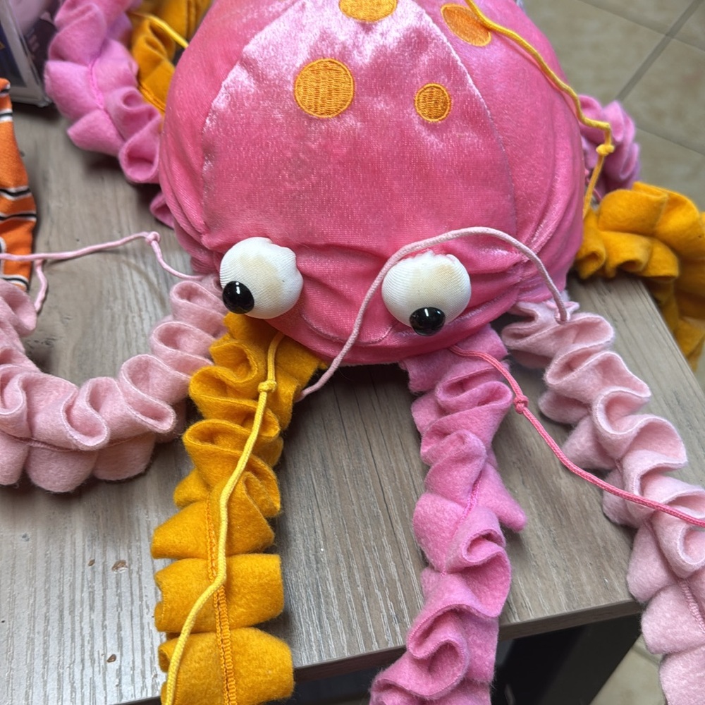 Pink and Orange Plush Octopus Toy